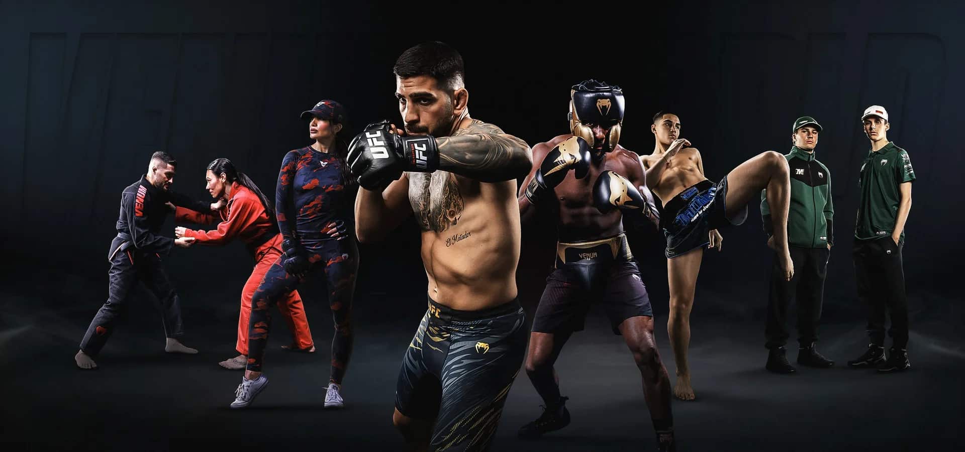 Utøvere i Venum-utstyr fra boksing, MMA og Muay Thai