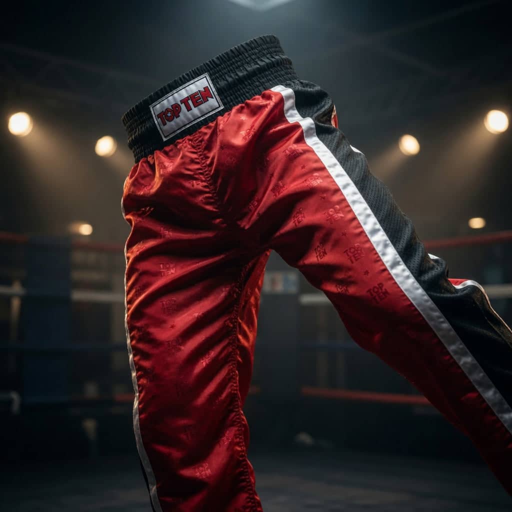 Rød og svart TOP TEN WAKO Mesh kickboxingbukse