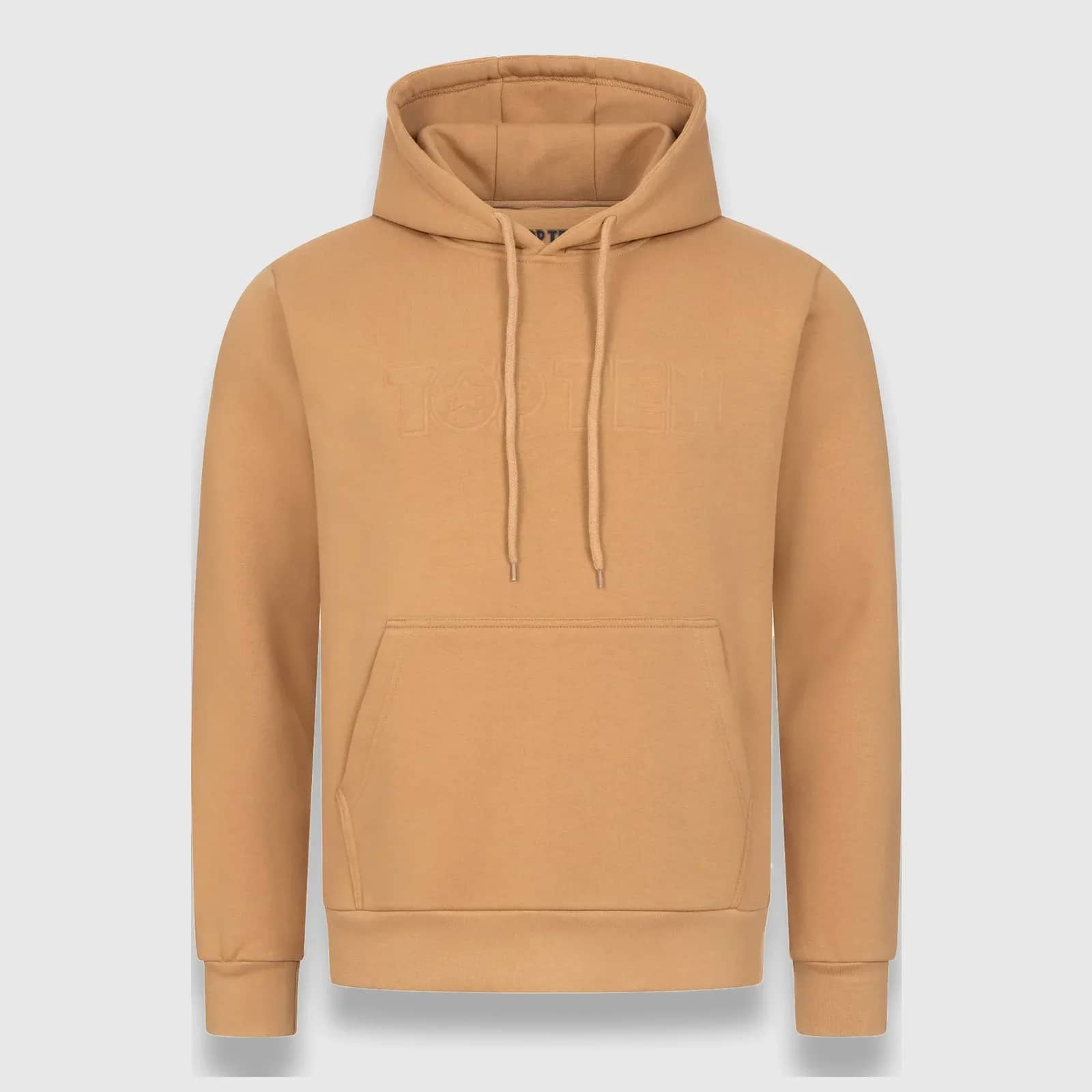 Beige TOP TEN Signet hettegenser med preget logo på brystet