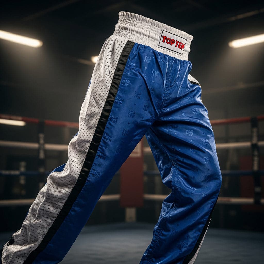 Blå og hvit TOP TEN WAKO Mesh kickboxingbukse