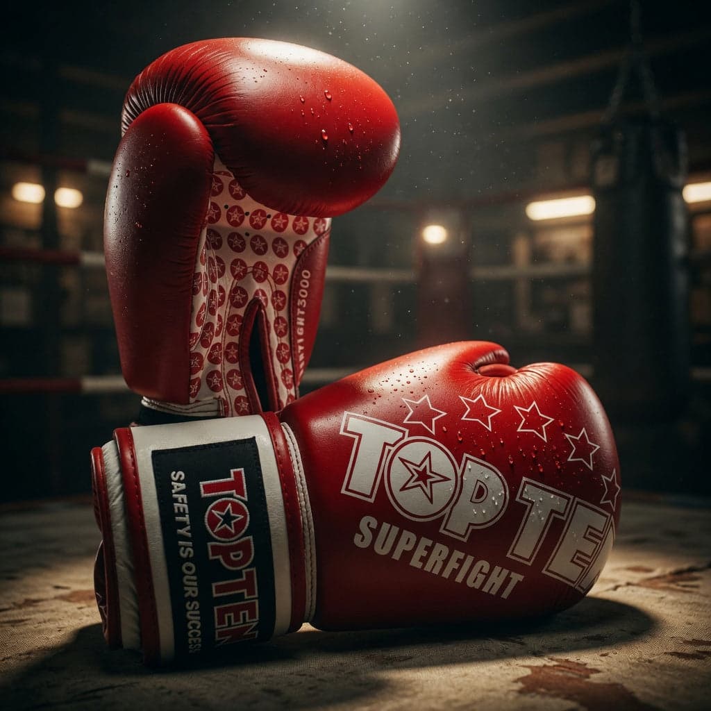 TOP TEN Superfight 3000 boksehansker i skinn, rød og blå