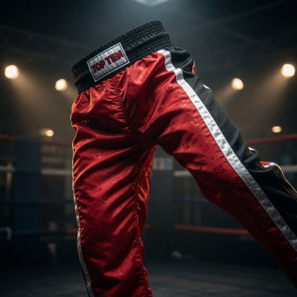 Rød og svart TOP TEN WAKO Mesh kickboxingbukse