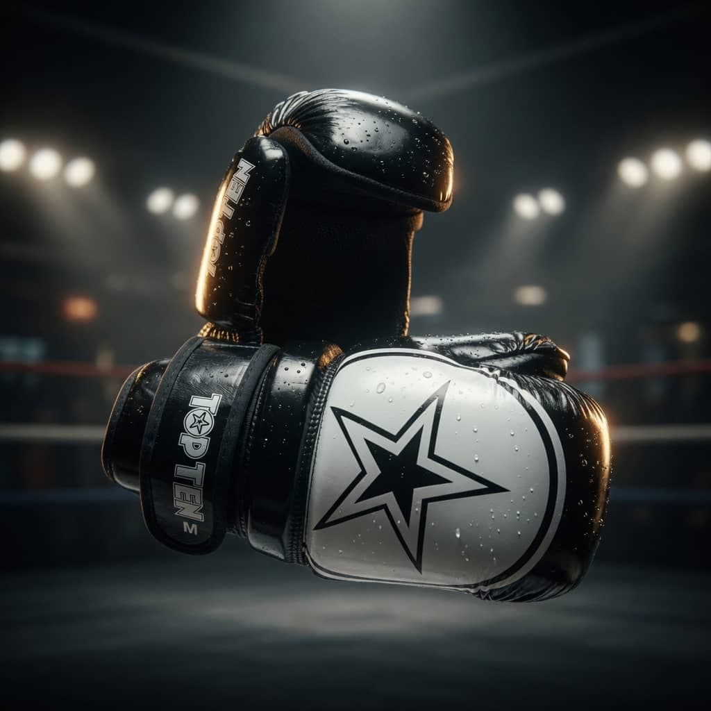 Svarte og hvite TOP TEN WAKO Glossy Pointfighter-hansker