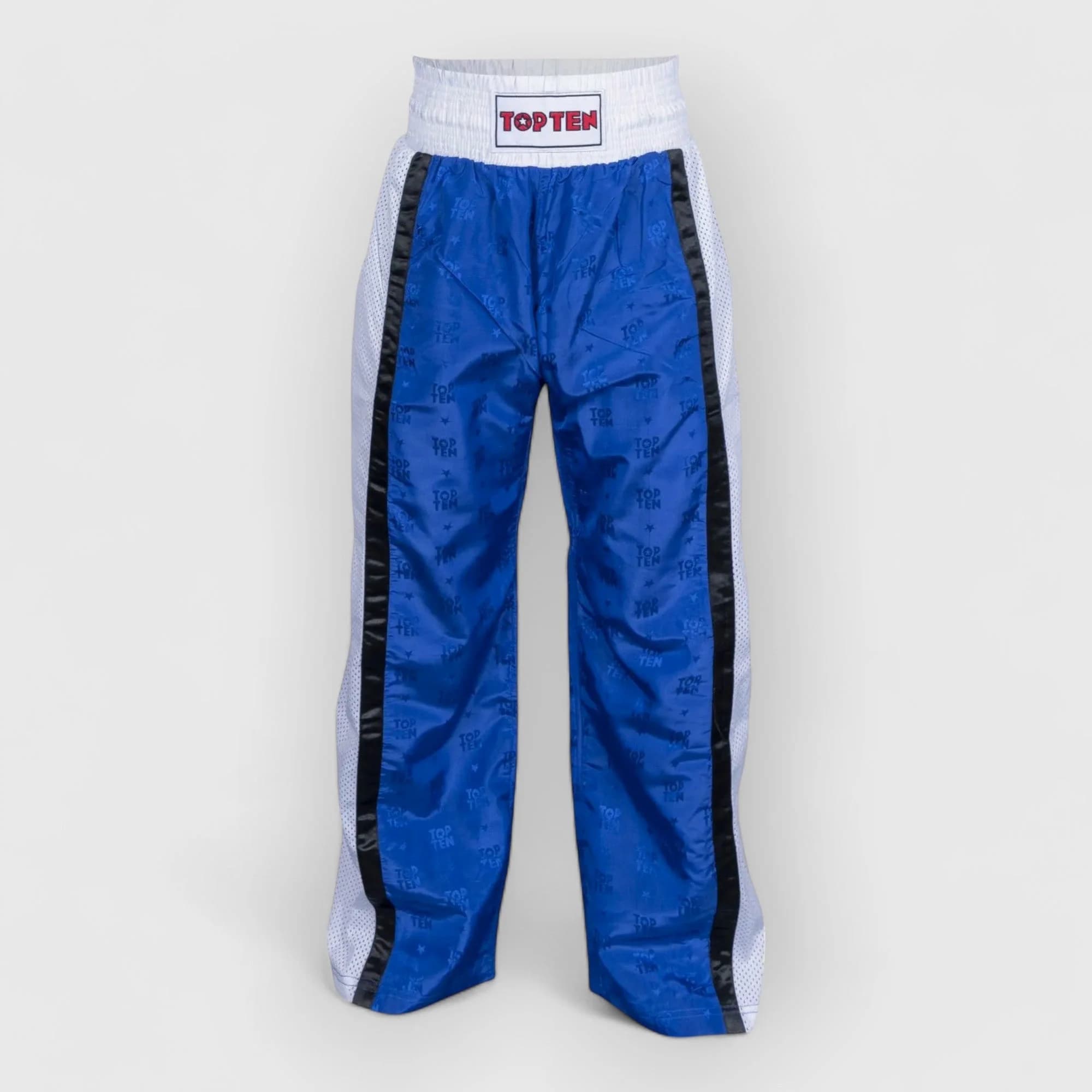 Blå og hvit TOP TEN WAKO Mesh kickboxingbukse