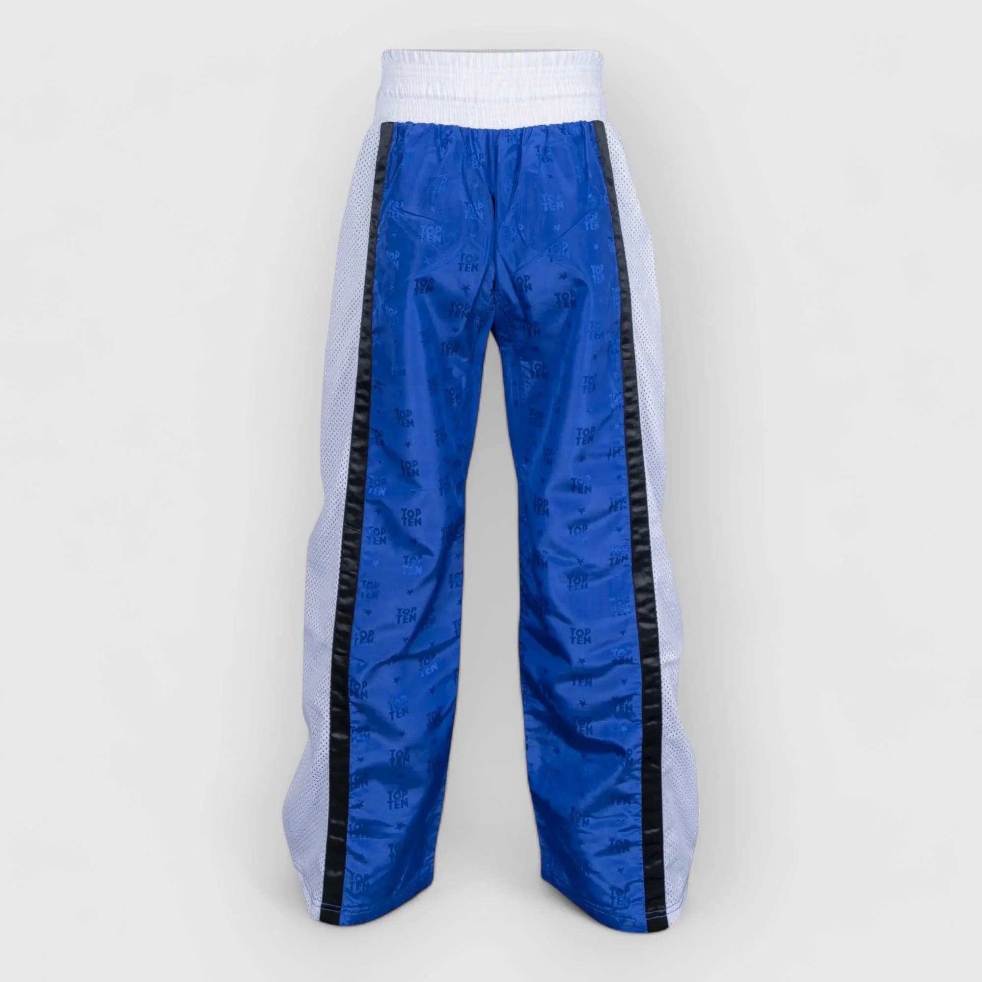 Blå og hvit TOP TEN WAKO Mesh kickboxingbukse