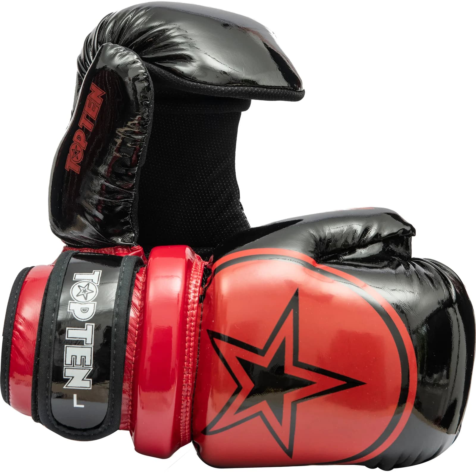 Svarte og hvite TOP TEN WAKO Glossy Pointfighter-hansker