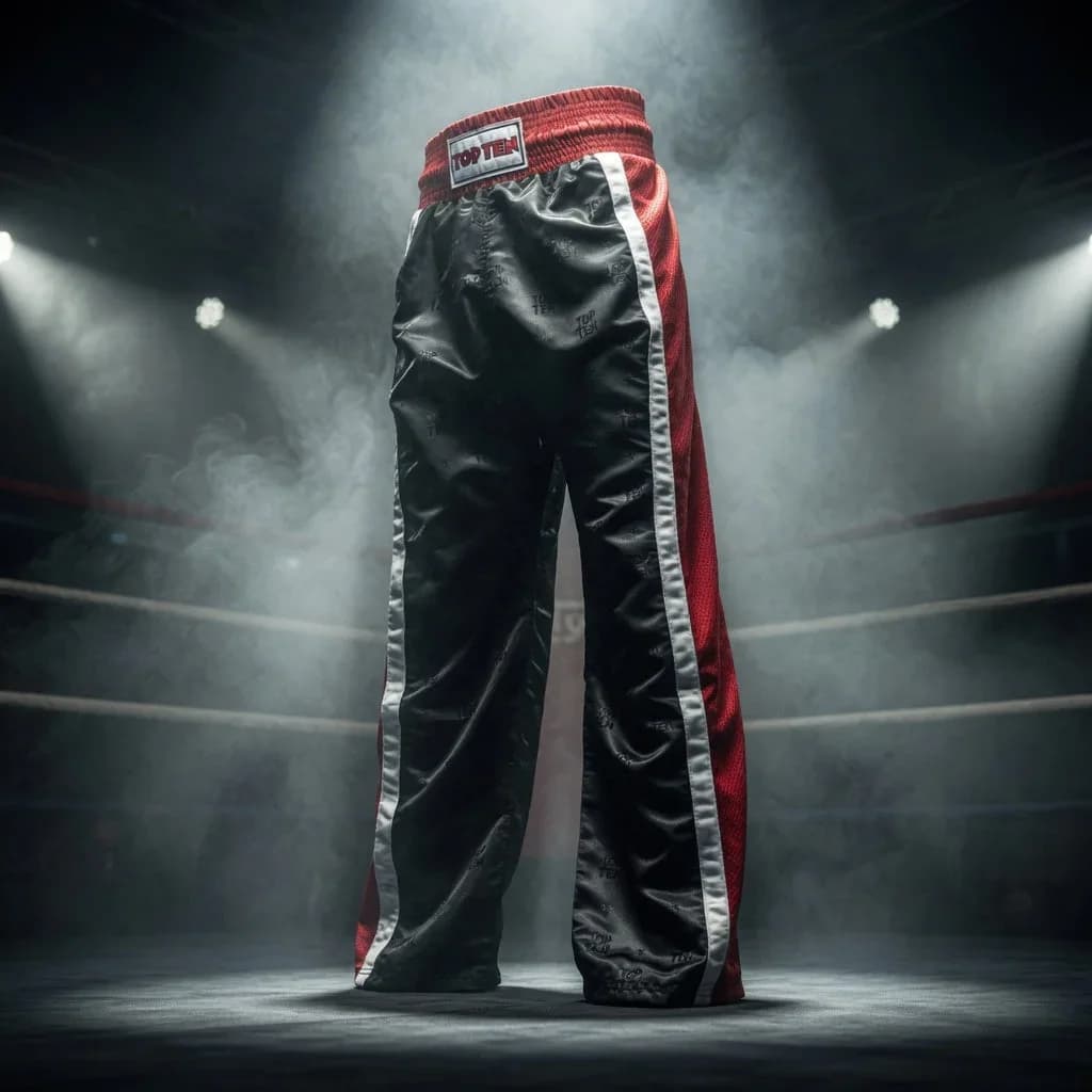 Svart og rød TOP TEN Mesh kickboxingbukse med WAKO-label, bilde 1