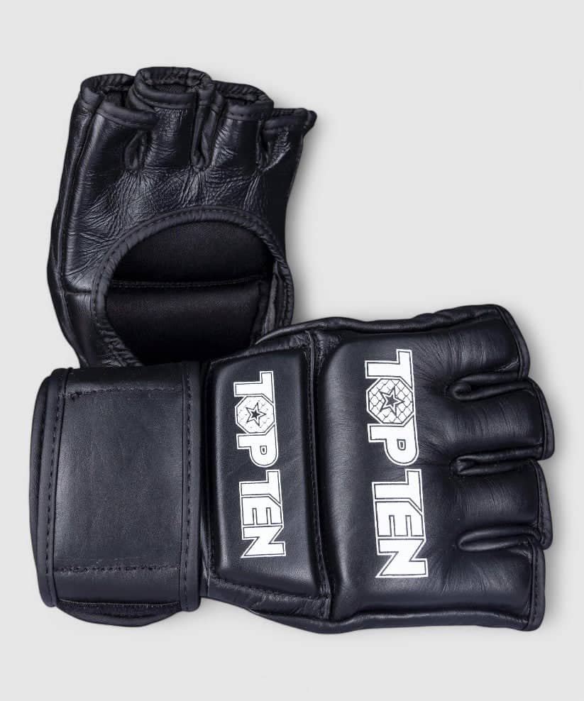 TOP TEN MMA Competition-hansker i ekte lær med åpne fingre