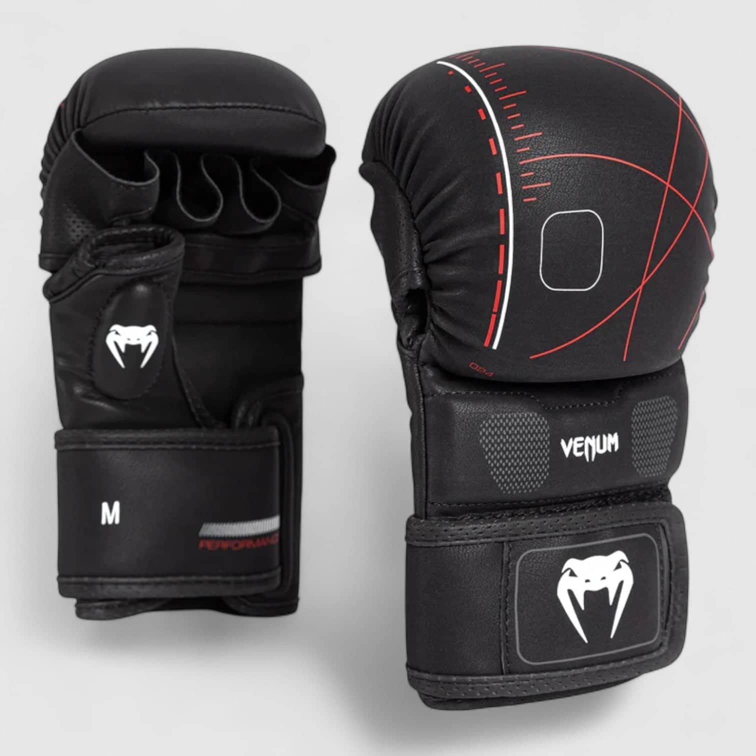 Svarte og røde VENUM Tactical XT MMA-sparringshansker