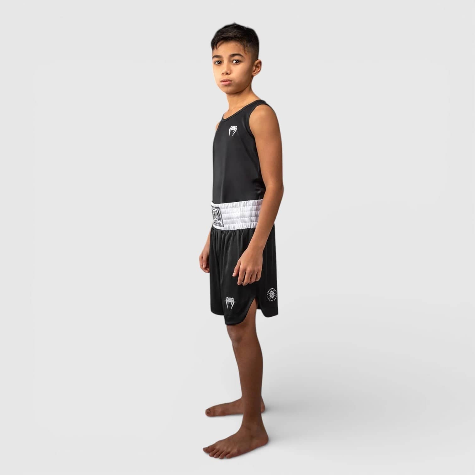 Svarte og hvite Venum bokseshorts for barn