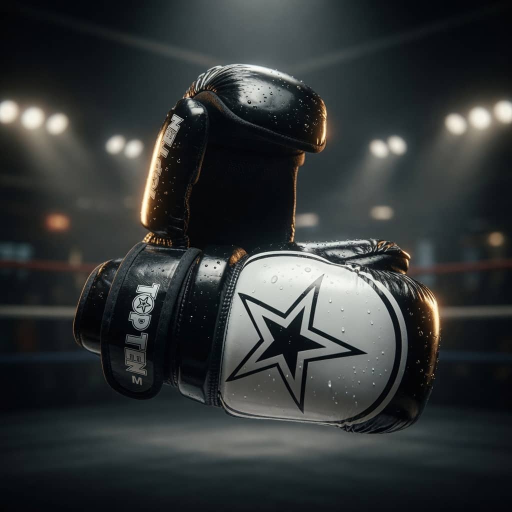 Svarte og hvite TOP TEN WAKO Glossy Pointfighter-hansker