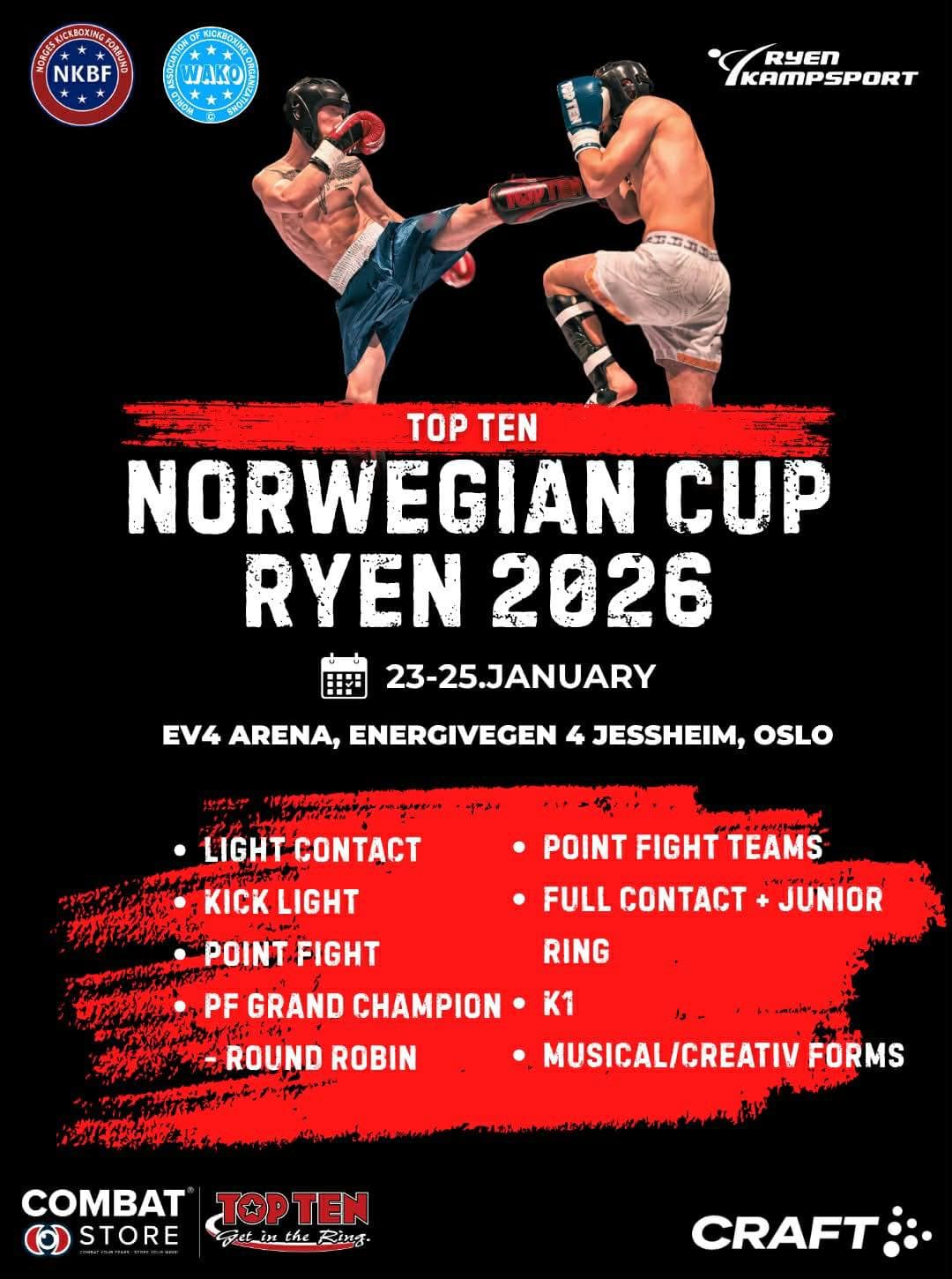 TOP TEN Norges Cup Jessheim 2026 – Combat Store salgsstand