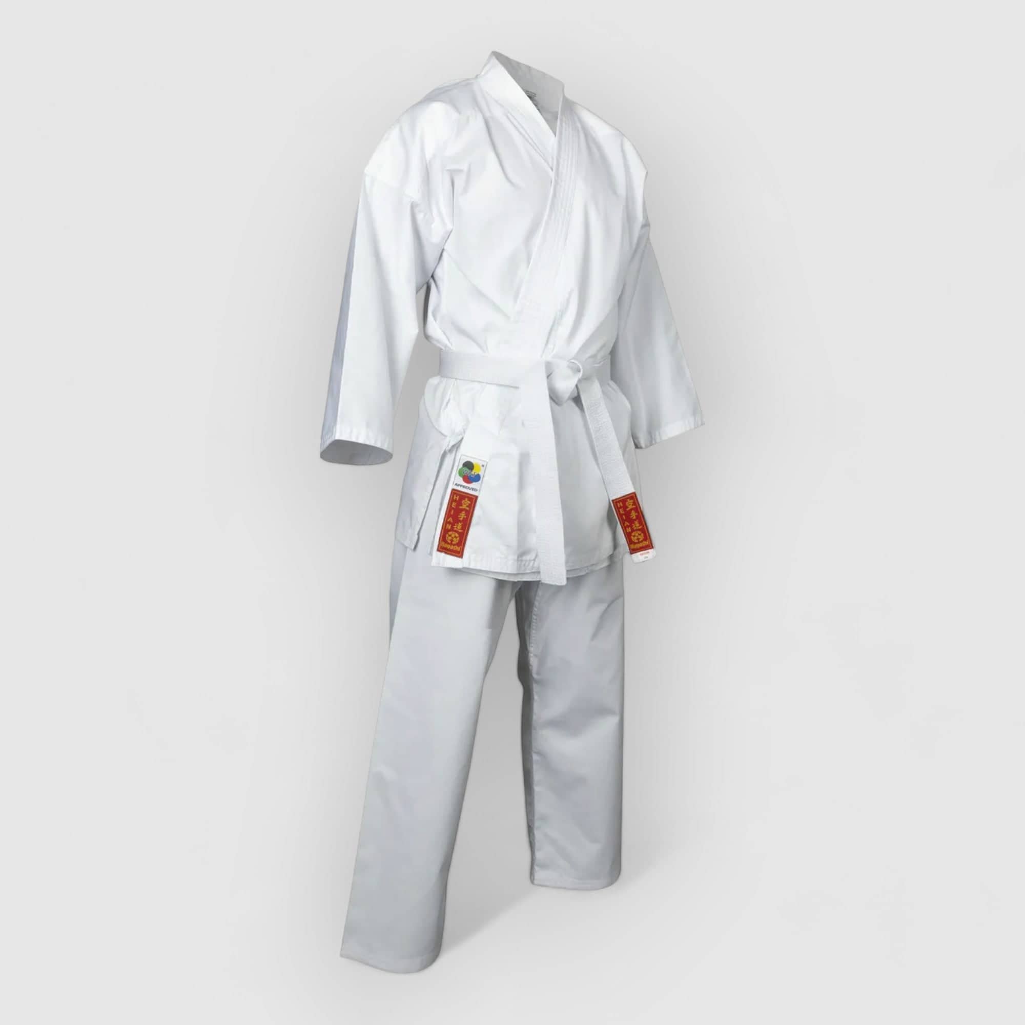 Hvit HAYASHI Heian Deluxe karate-gi med hvitt belte