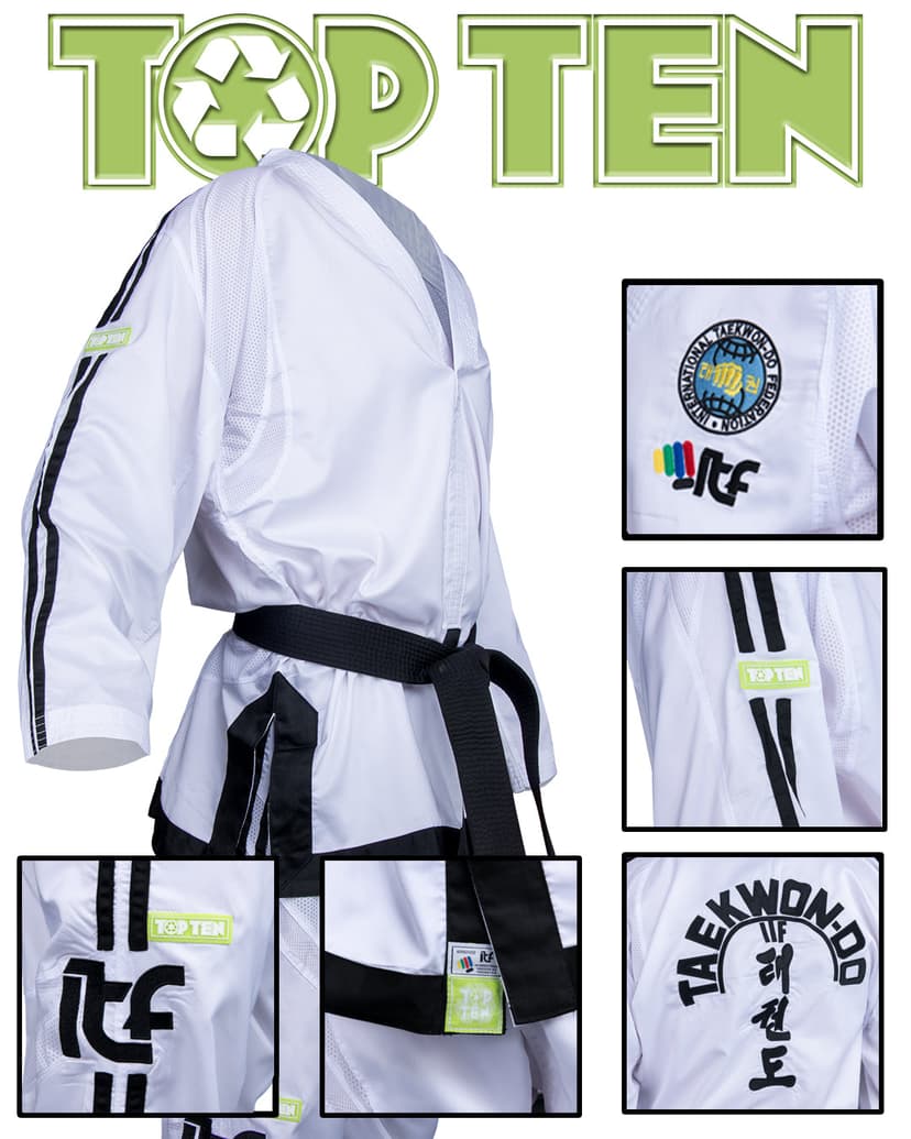 TOP TEN Green taekwondo drakt – miljøvennlig ITF-godkjent dobok laget av resirkulert stoff