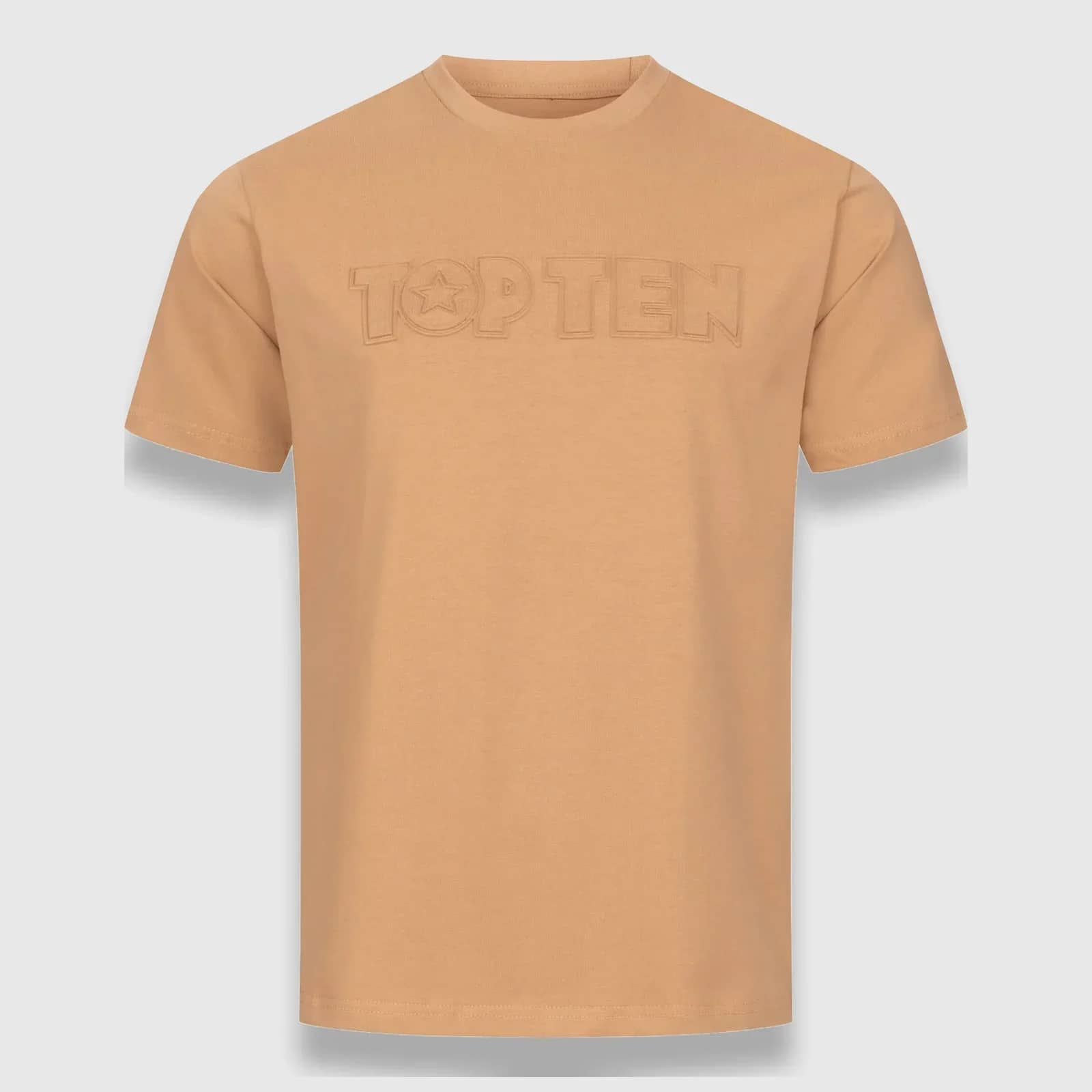 Beige TOP TEN Signet T-skjorte med preget logo