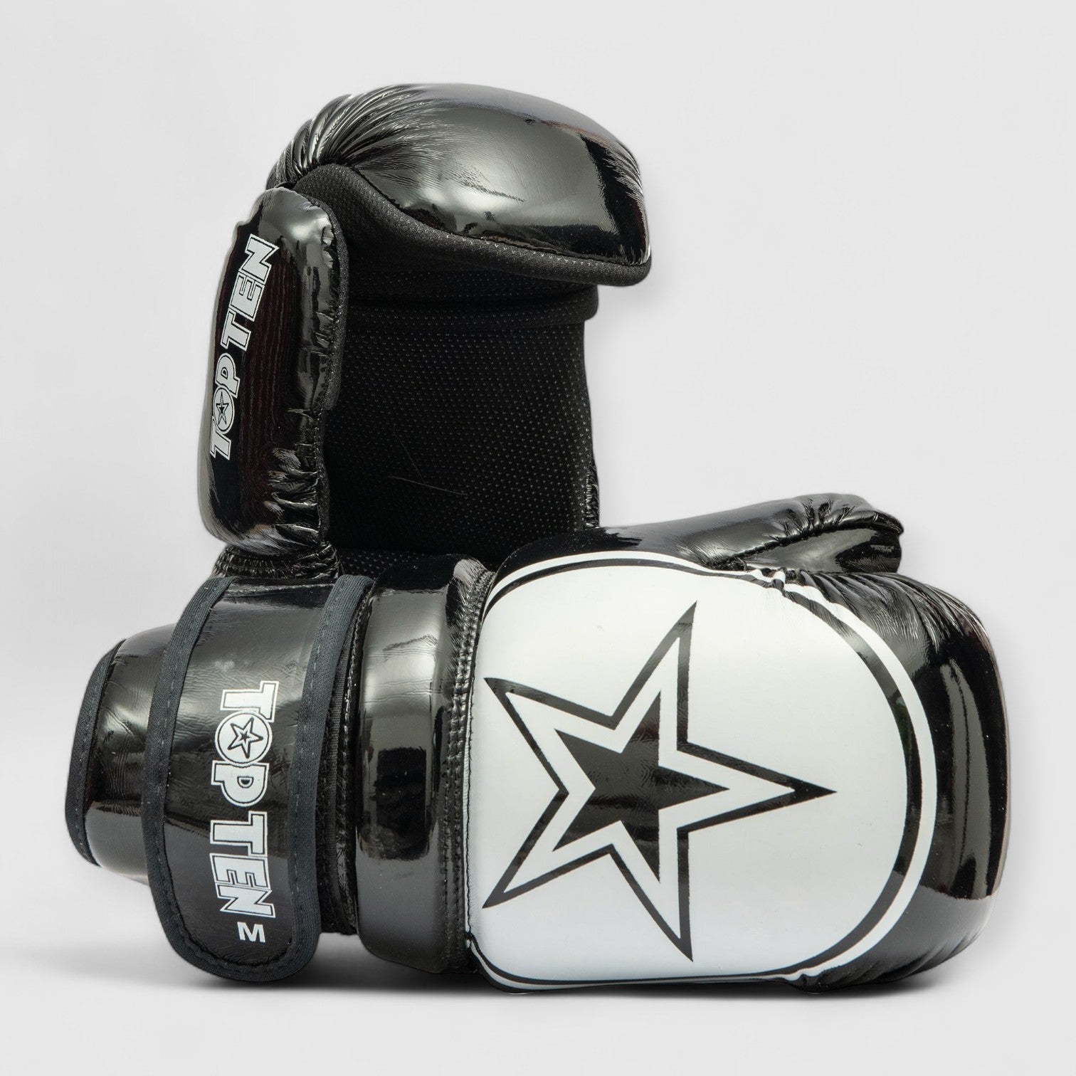 TOP TEN Glossy Pointfighter/Semikontakthansker - Svart/Hvit - CombatStore.no